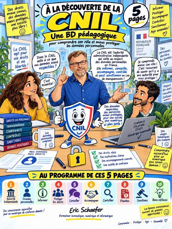 Couverture de la BD pédagogique À la découverte de la CNIL