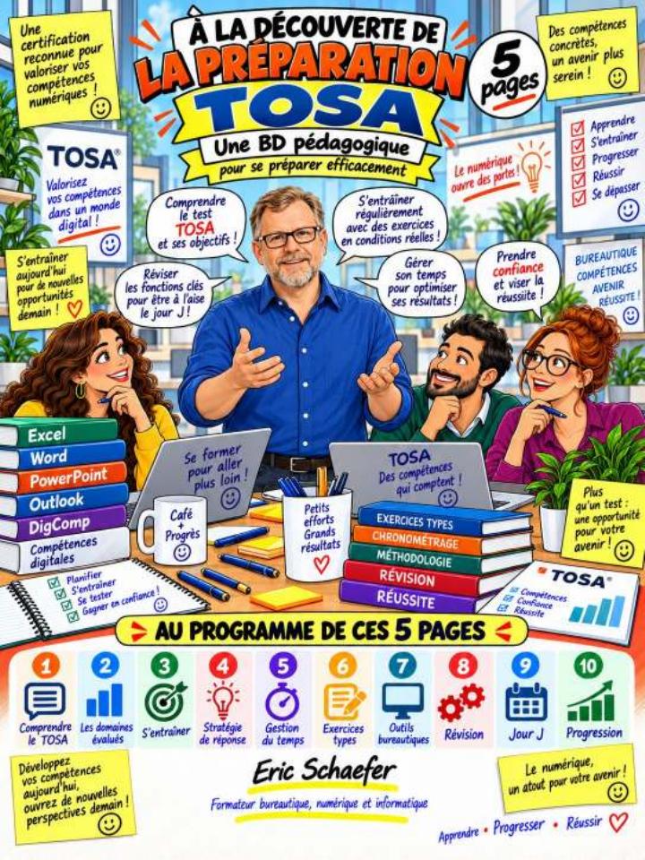 Couverture de la BD pédagogique sur la préparation TOSA