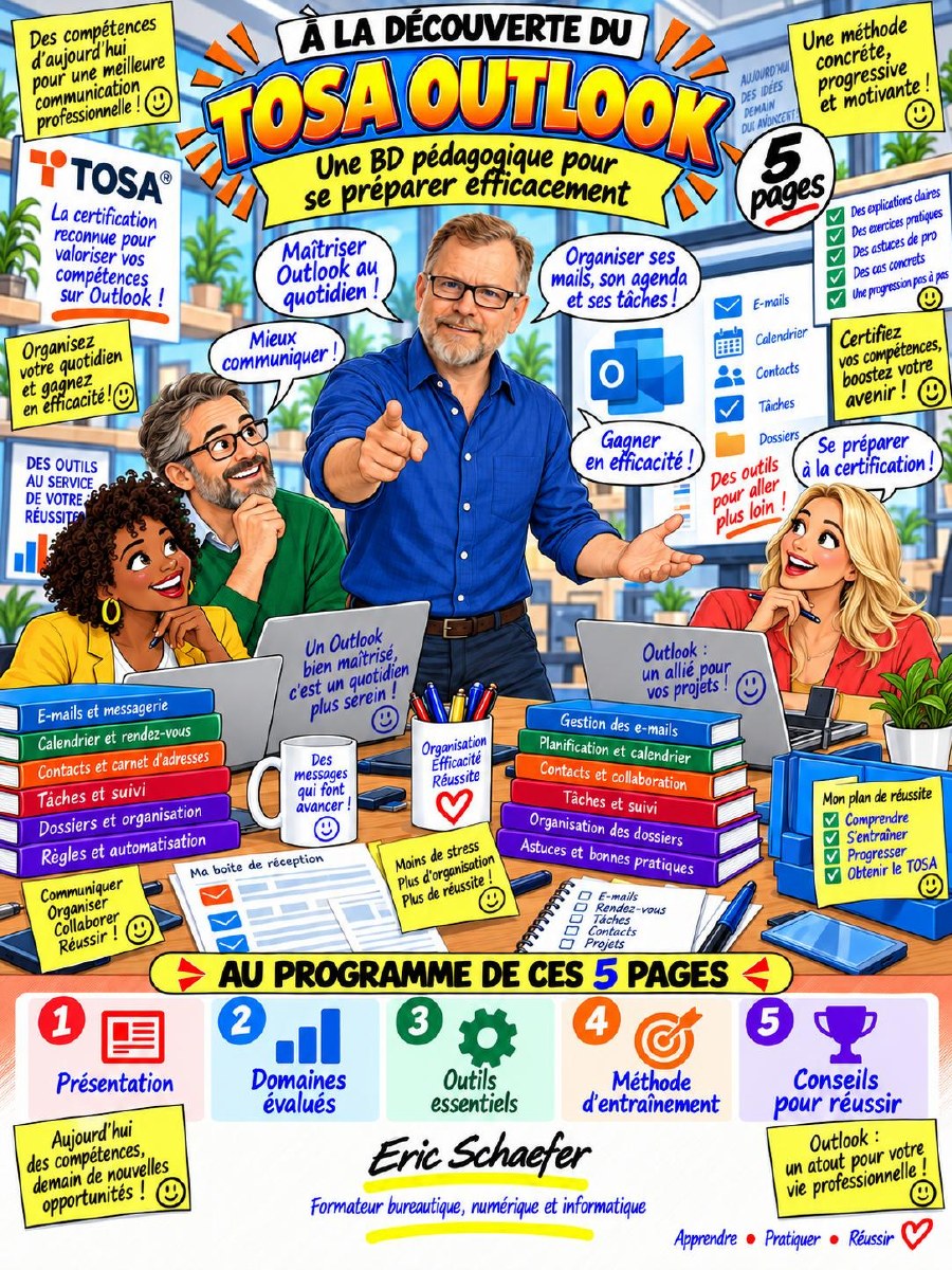 Couverture de la BD pédagogique À la découverte du TOSA Outlook
