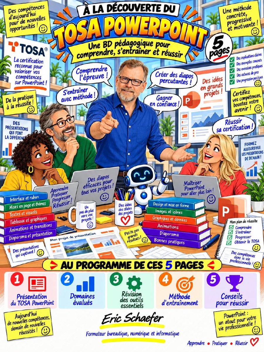 Couverture de la BD pédagogique À la découverte du TOSA PowerPoint