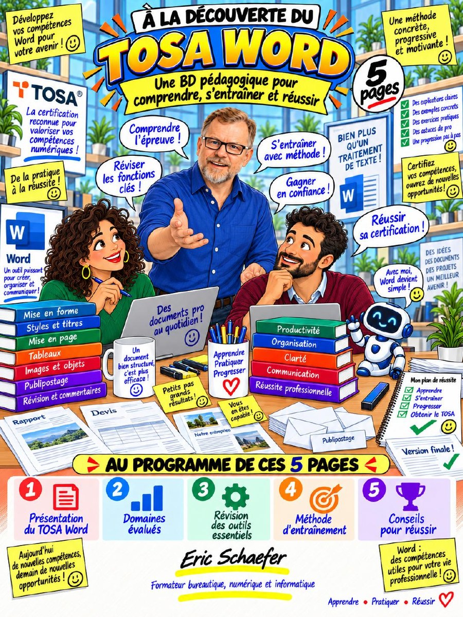 Couverture de la BD pédagogique À la découverte du TOSA Word